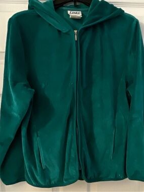 Link Green Plush Hooded Zip Jacket